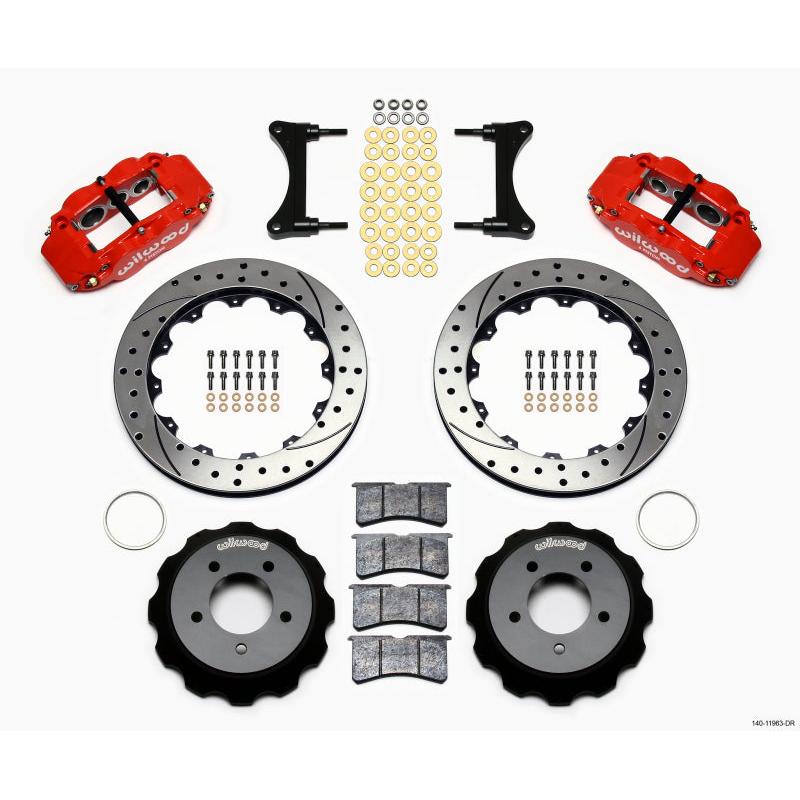Wilwood Narrow Superlite 6R Front Hat Kit 12.88in Drill Red 93-96 Mazda RX7 - T1 Motorsports