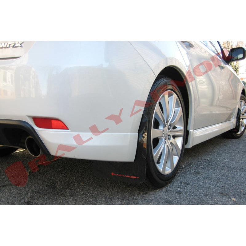 Rally Armor 08-10 Subaru WRX (Hatch & Sedan) / 08-11 Impreza 2.5i Black UR Mud Flap w/ Red Logo - T1 Motorsports