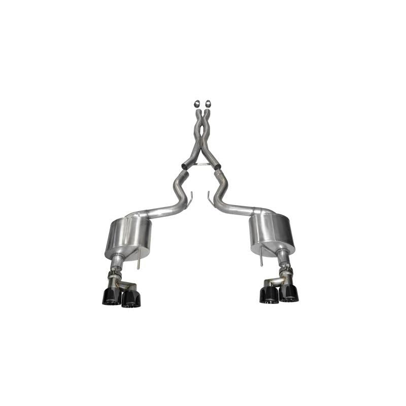 Corsa Xtreme 3in Cat Back Exhaust Black Quad Tips - 2015-2023 Ford Mustang GT 5.0