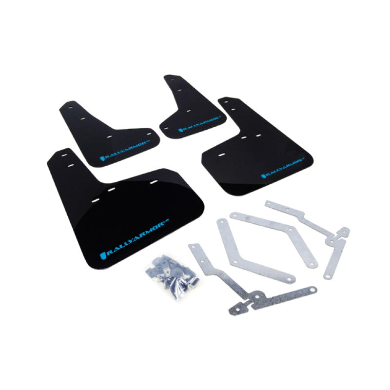 Rally Armor 12-19 Ford Focus ST / 16-19 RS Black UR Mud Flap w/ Nitrous Blue Logo - T1 Motorsports