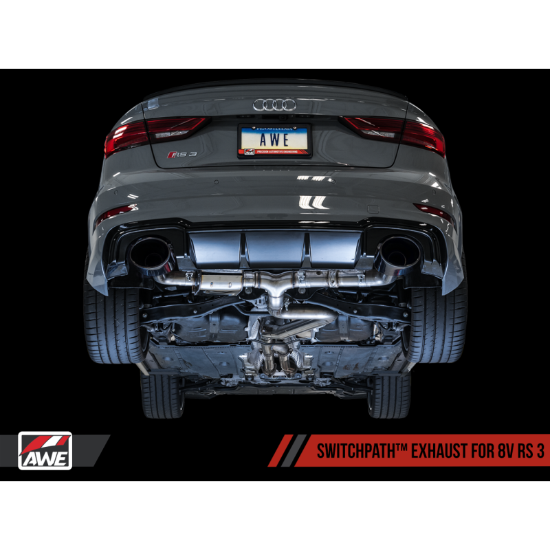 AWE Tuning 17-19 Audi RS3 8V SwitchPath Exhaust w/Diamond Black RS-Style Tips - T1 Motorsports