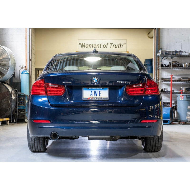AWE Tuning BMW F30 320i Touring Exhaust & Performance Mid Pipe - Chrome Silver Tip (102mm)