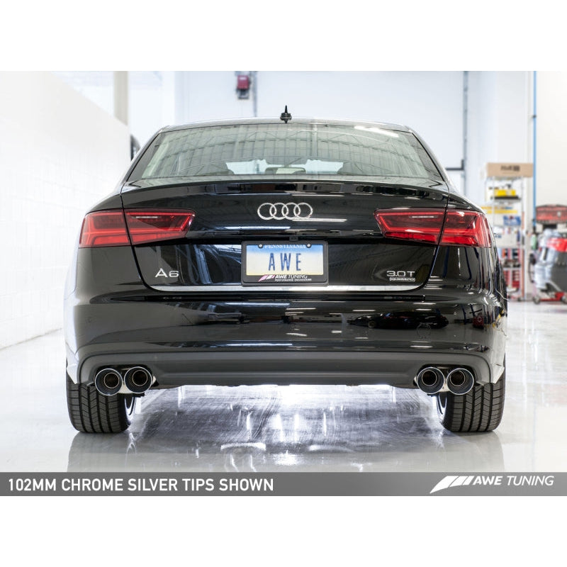 AWE Tuning Audi C7.5 A6 3.0T Touring Edition Exhaust - Quad Outlet Chrome Silver Tips - T1 Motorsports