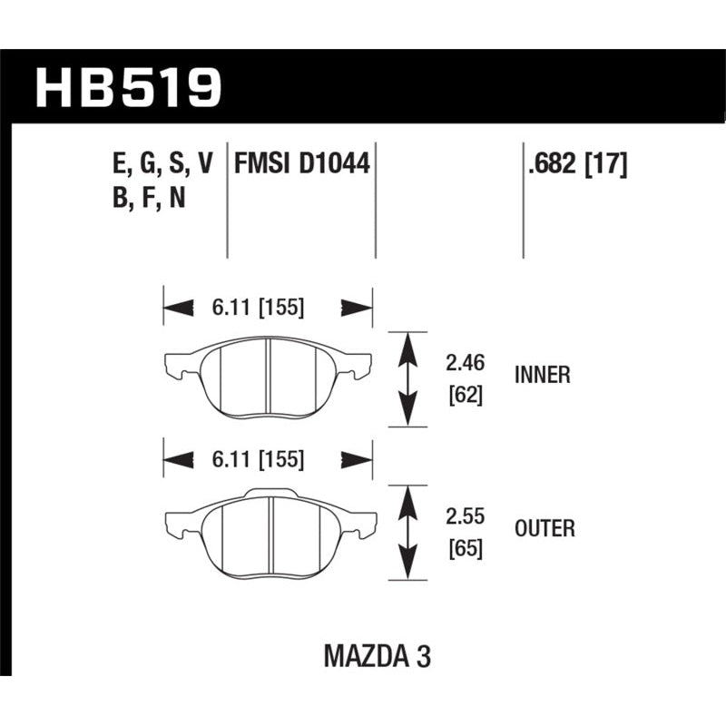 Hawk 2013-2014 Ford Escape (FWD Only) HPS 5.0 Front Brake Pads - T1 Motorsports