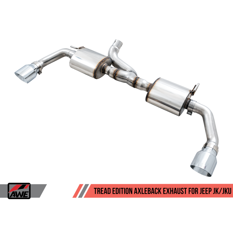 AWE Tuning 07-18 Jeep Wrangler JK/JKU 3.6L Tread Edition Axle-Back Dual Exhaust - Chrome Silver Tips