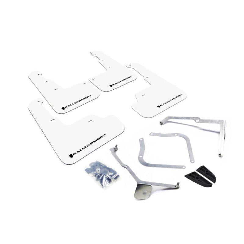 Rally Armor 15-21 Subaru WRX/STI (Sedan ONLY) White UR Mud Flap w/ Black Logo