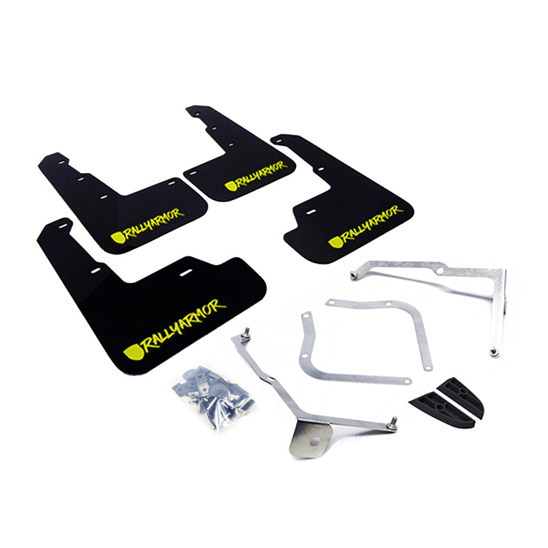 Rally Armor 15-21 Subaru WRX & STI Black Mud Flap Green Altered Font Logo - T1 Motorsports