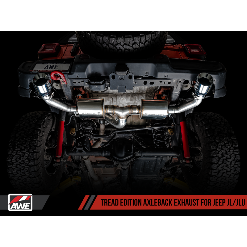 AWE Tuning 2018+ Jeep Wrangler JL/JLU Tread Edition Axle-Back Dual Exhaust - Chrome Silver Tips