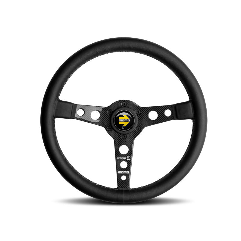 Momo Prototipo 6C Steering Wheel 350 mm - Black Leather/Gry St/Cbn Fbr