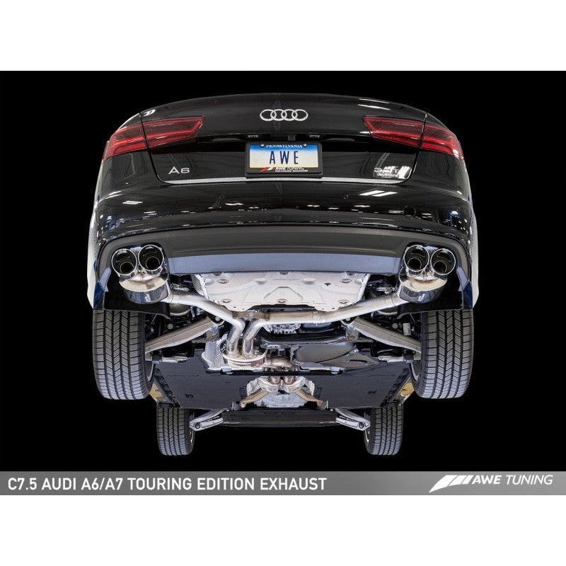 AWE Tuning Audi C7.5 A6 3.0T Touring Edition Exhaust - Quad Outlet Diamond Black Tips