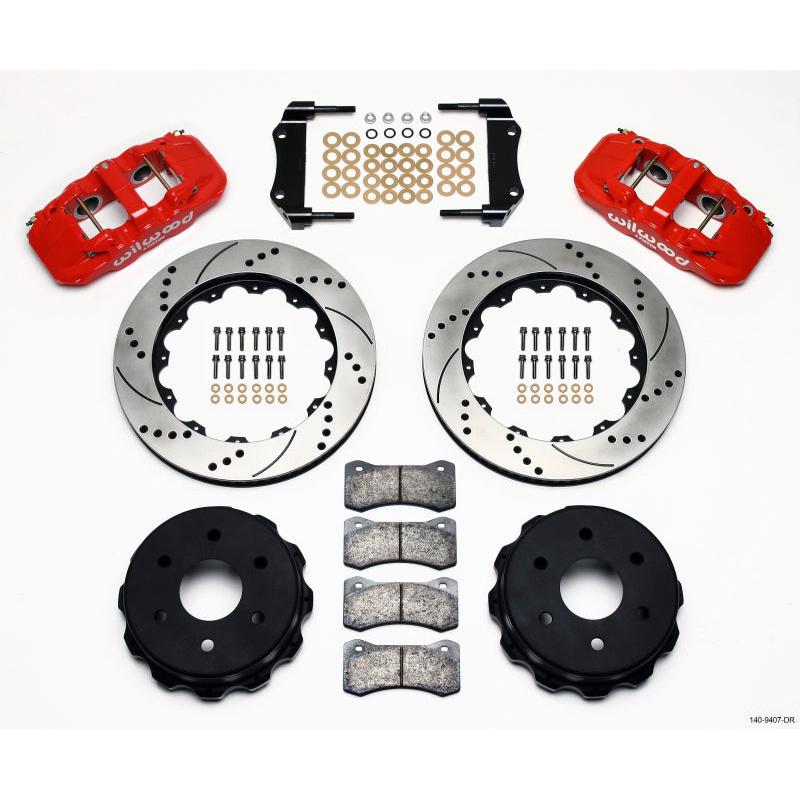 Wilwood AERO4 RearTruck Kit 14.25in Drill Red 1999-2010 GM 1500-SUV 1 Piston OE Caliper - T1 Motorsports