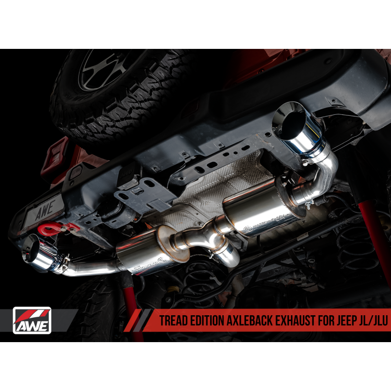 AWE Tuning 2018+ Jeep Wrangler JL/JLU Tread Edition Axle-Back Dual Exhaust - Chrome Silver Tips