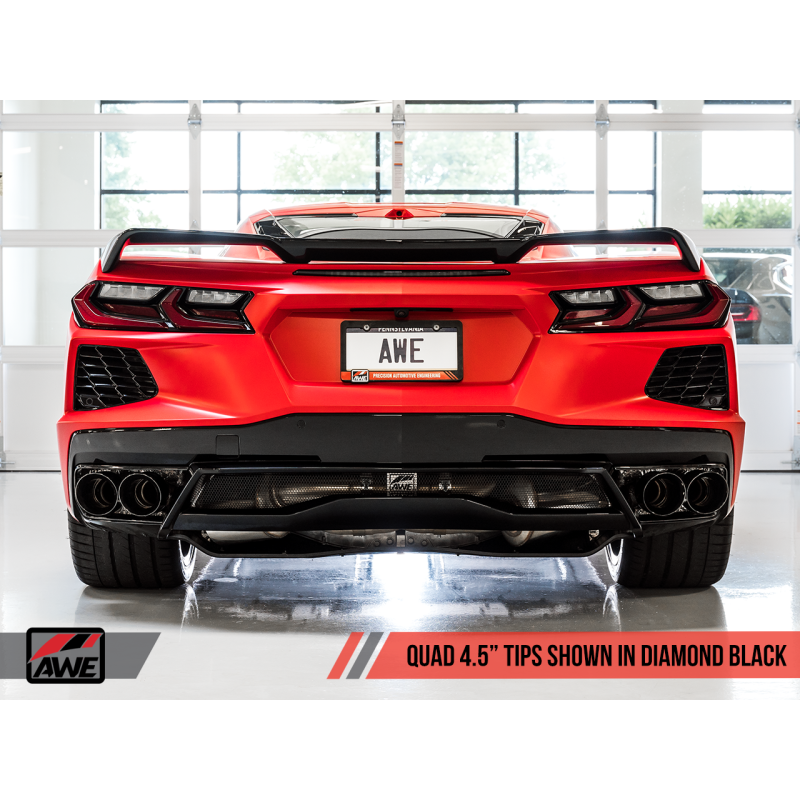 AWE Tuning 2020 Chevrolet Corvette (C8) Touring Edition Exhaust - Quad Diamond Black Tips