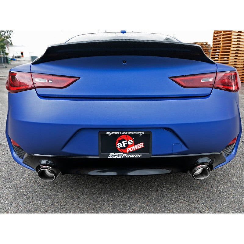 aFe POWER Takeda 2.5in 304 SS CB Exhaust w/ Carbon Fiber Tips 17-19 Infiniti Q60 V6-3.0L (tt)