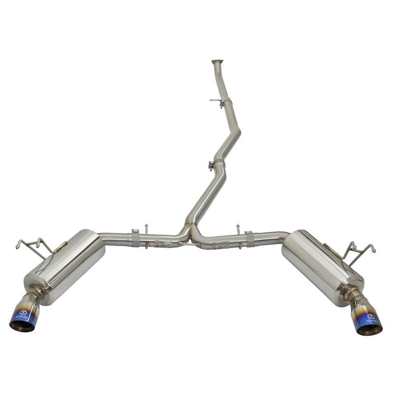 aFe POWER Takeda 16-17 Honda Civic I4-1.5L (t) 2.5-2.25in 304 SS CB Dual-Exit Exhaust Blue Tips