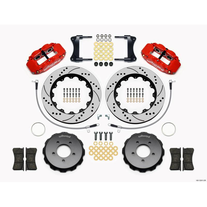 Wilwood Narrow Superlite 6R Front Hat Kit 14.00in Drill Red 2005-Up Mazda Miata w/ Lines - T1 Motorsports