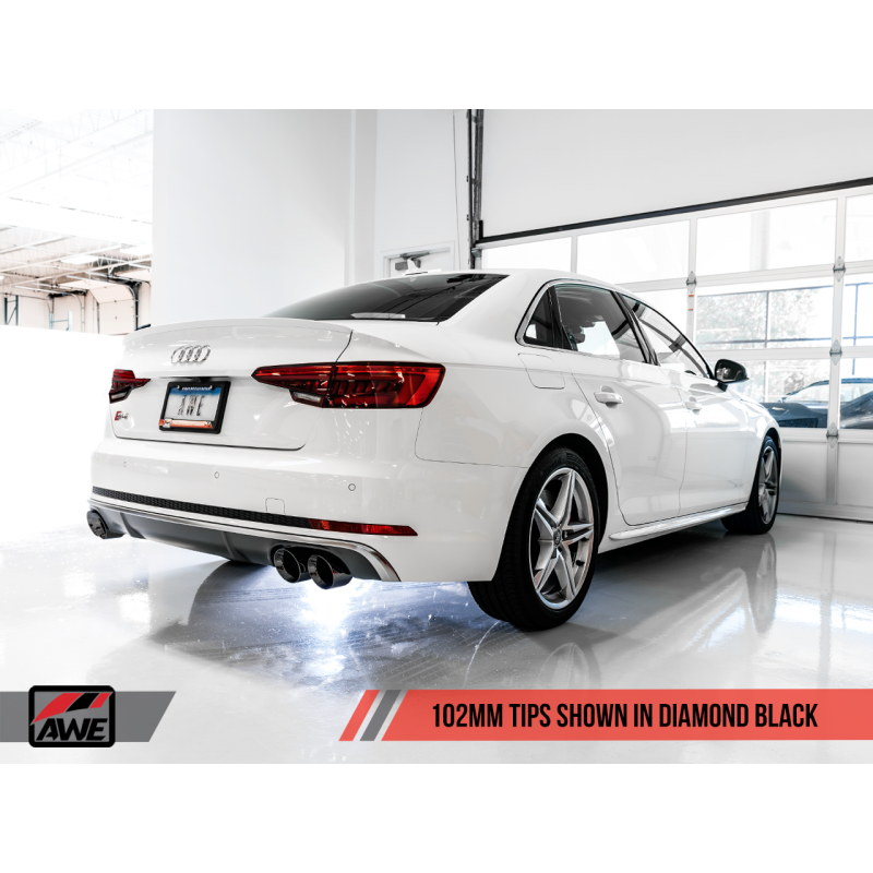 AWE Tuning Audi B9 S4 SwitchPath Exhaust - Non-Resonated (Black 102mm Tips)