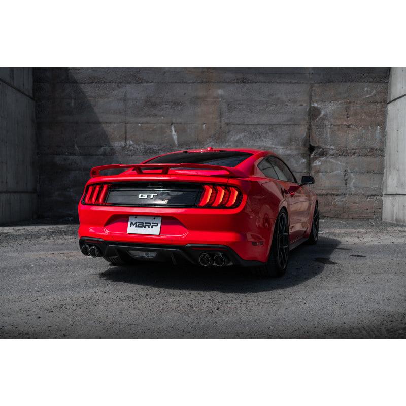 MBRP 18-20 Ford Mustang GT 5.0 w/ Quad Tip Active Exhaust Cat Back Split Rear T304 w/ Carb Fib Tips - T1 Motorsports