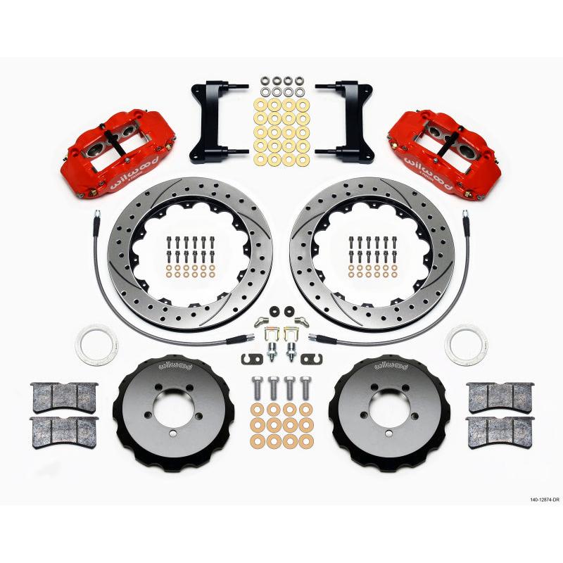 Wilwood Narrow Superlite 6R Front Hat Kit 13.06in Drilled Red 1999-2012 Subaru WRX w/Lines - T1 Motorsports
