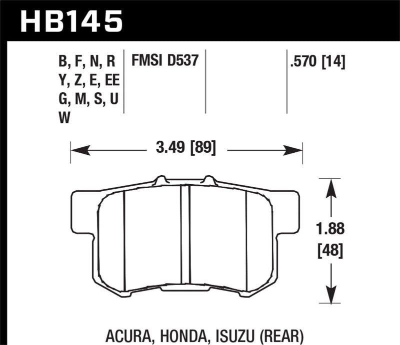 Hawk 02-06 Acura RSX / 02-11 Honda Civic Si / 00-09 S2000 DTC-70 Race Rear Brake Pads - T1 Motorsports