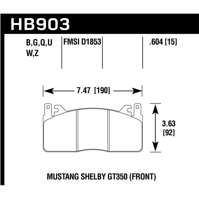 Hawk 15-017 Ford Mustang Shelby GT350/GT350R HP+ Front Brake Pads - T1 Motorsports