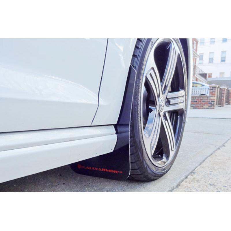Rally Armor 15-17.5 VW Golf R Black UR Mud Flap w/ Red Logo - T1 Motorsports