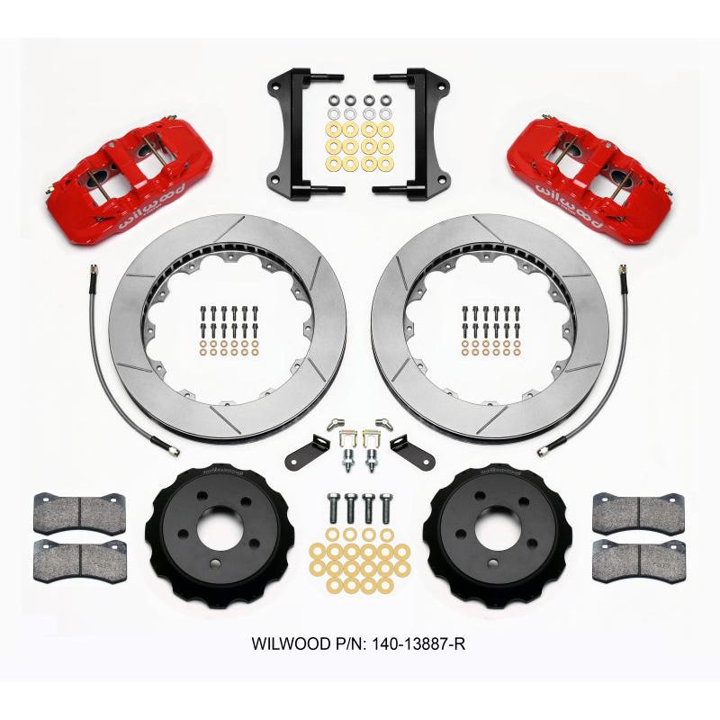 Wilwood AERO6 Front Hat Kit 15.00 Red 2015-Up Mustang w/Lines - T1 Motorsports