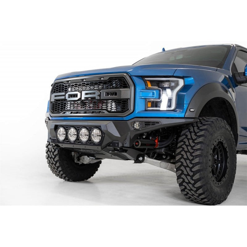 Addictive Desert Designs 17-20 Ford F-150 Raptor Bomber Front Bumper w/ 4 Rigid 360 6in Round Mounts