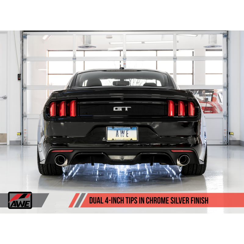AWE Tuning S550 Mustang GT Cat-back Exhaust - Touring Edition (Chrome Silver Tips)