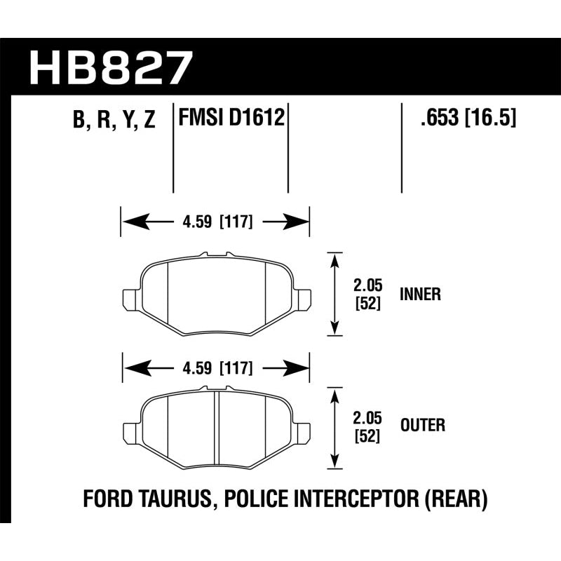 Hawk 13-16 Ford Taurus SHO HPS 5.0 Rear Brake Pads - T1 Motorsports