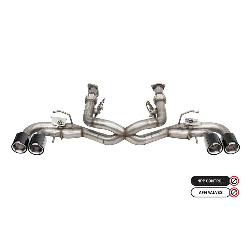 Corsa 3in Cat-Back Exhaust (No Muffler) (Valve Delete) (Carbon Fiber Polished Tips) - 2020-2024 Chevrolet Corvette C8