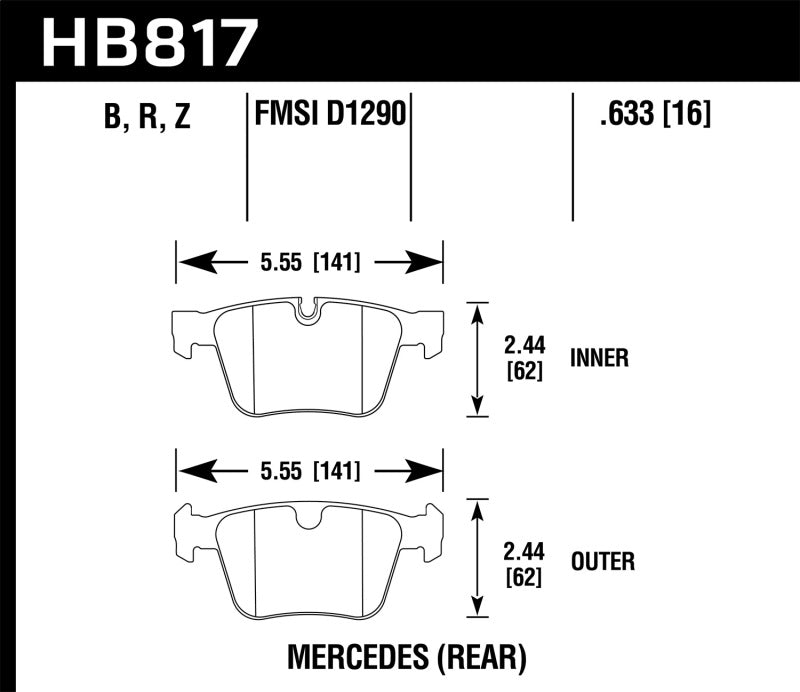 Hawk 08-14 Mercedes-Benz CL63 AMG/CL65 AMG HPS 5.0 Rear Brake Pads