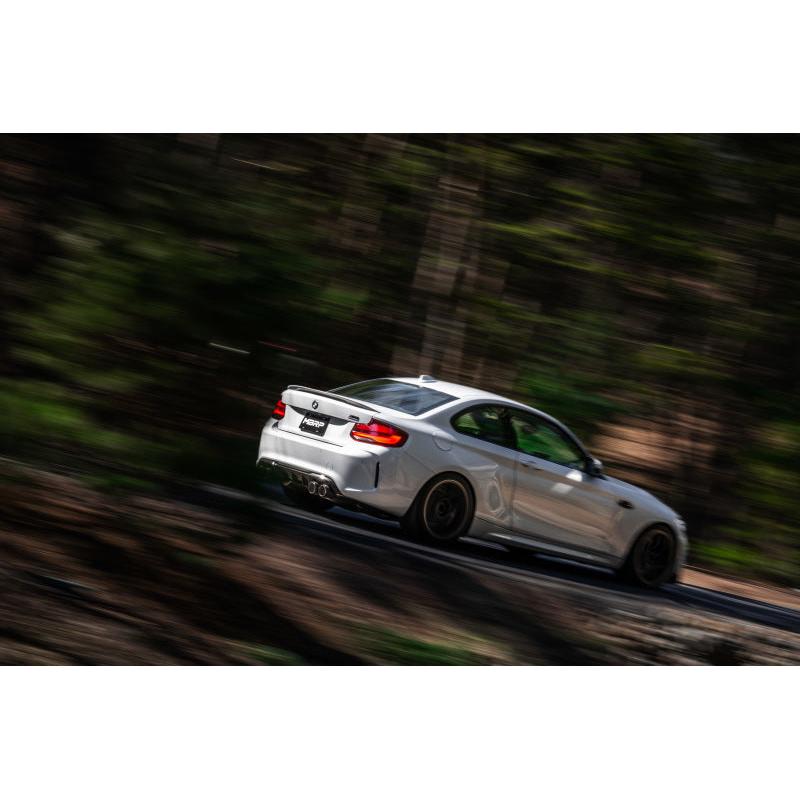 MBRP 18-22 BMW M2 Competition 3.0L T304 SS 3in Resonator-Back Exhaust Quad Rear w/ Carbon Fiber Tips