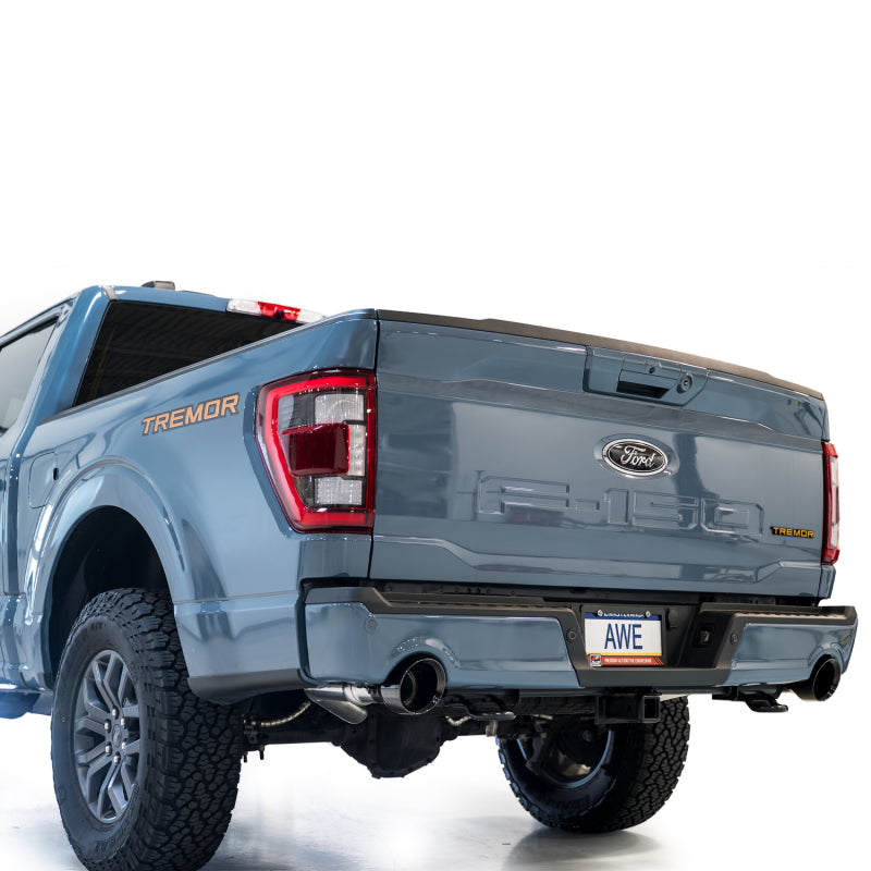 AWE Tuning Tuning 2021+ Ford F-150 Tremor (w/ Bumper Cutouts) 0FG Non-Resonated Catback -Diamond Black Tips
