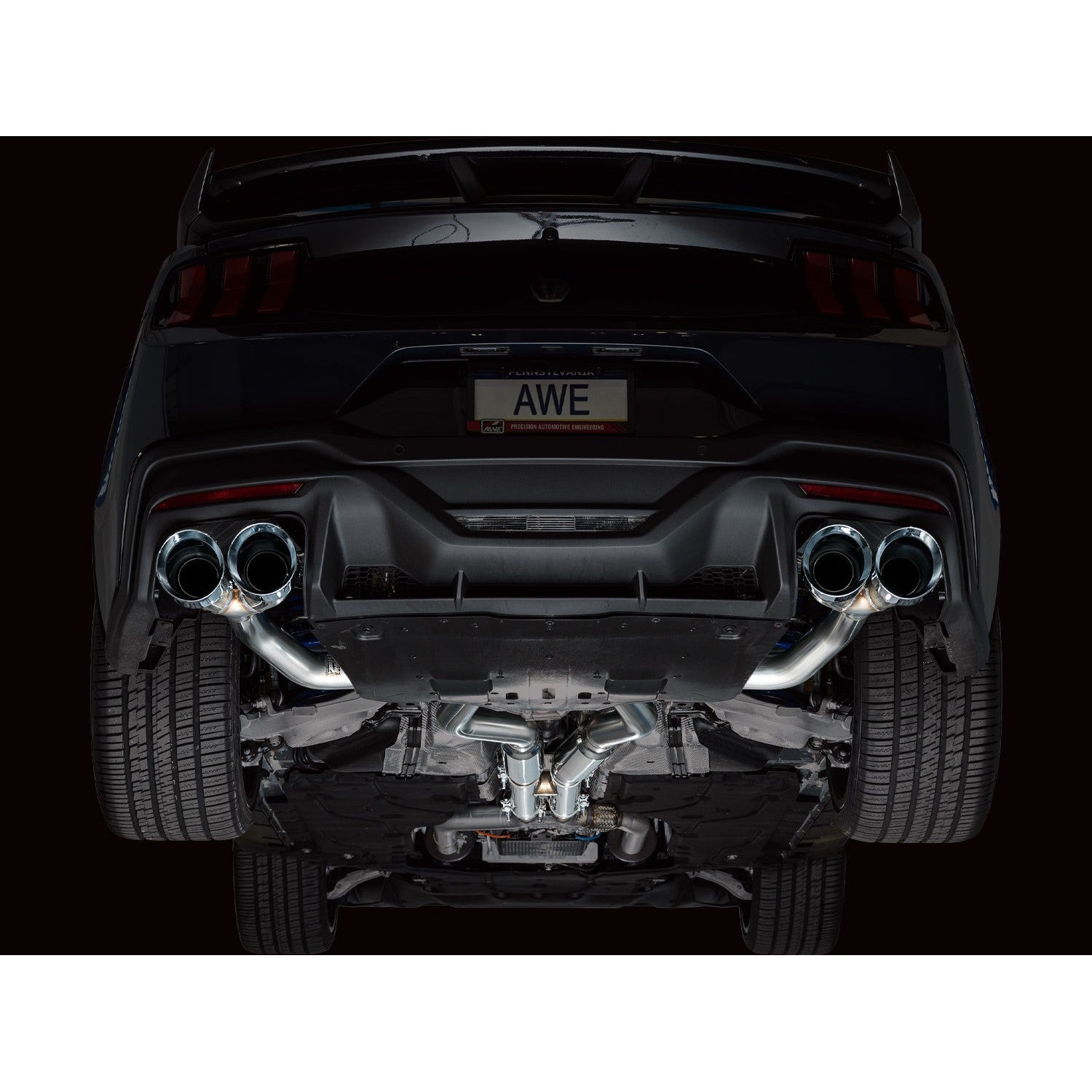 AWE Tuning Track Edition Catback Exhaust w/Quad Chrome Silver Tips for 2024 Ford Mustang Dark Horse S650 RWD