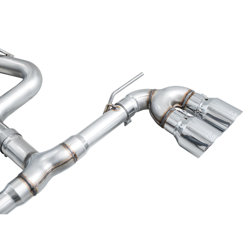 AWE Tuning MK8 Volkswagen Golf R 3in Track Edition Quad Exhaust - Chrome Silver Tips