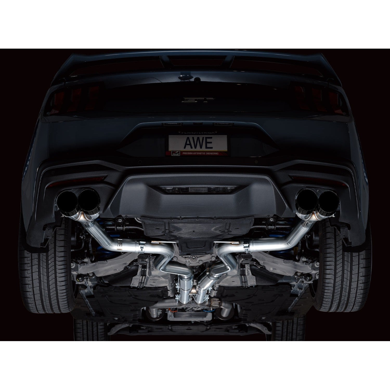 AWE Tuning Track Edition Catback Exhaust w/ Quad Diamond Black Tips - 2024 Ford Mustang GT Fastback S650 RWD