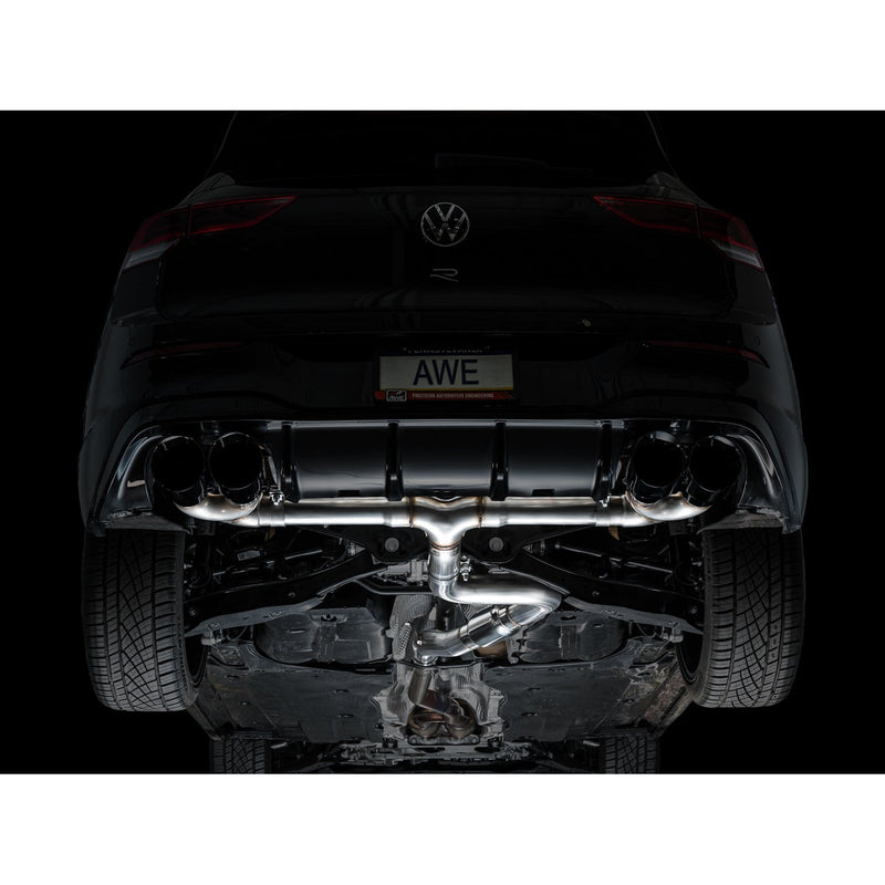 AWE Tuning MK8 Volkswagen Golf R 3in Track Edition Quad Exhaust - Diamond Black Tips