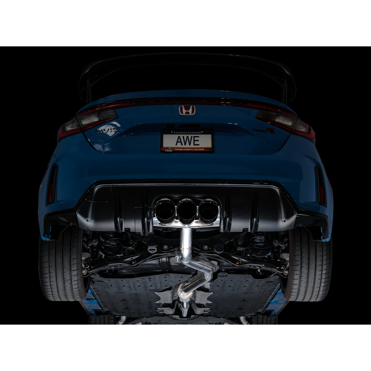 AWE Tuning Track Edition Exhaust w/Triple Diamond Black Tips for 2023+ Honda Civic Type R FL5