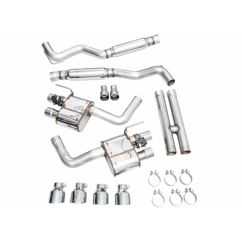 AWE Tuning 2024 Ford Mustang GT Fastback S650 RWD SwitchPath Catback Exhaust w/ Quad Chrome Silver Tips