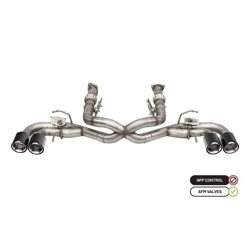 Corsa 3in Cat-Back Exhaust (No Muffler) (Carbon Fiber Polished Tips) - 2020-2024 Chevrolet Corvette C8