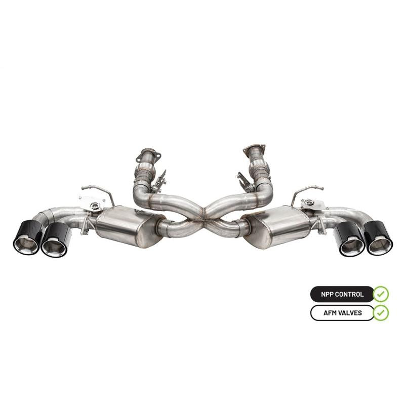 Corsa 3in Valved Cat-Back w/ 4.5in Carbon Fiber Polished Tips - 2020-2023 Chevrolet Corvette C8