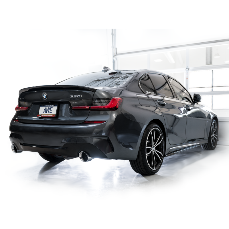 AWE 19-23 BMW 330i / 21-23 BMW 430i Base G2X Track Edition Axle Back Exhaust - Chrome Silver