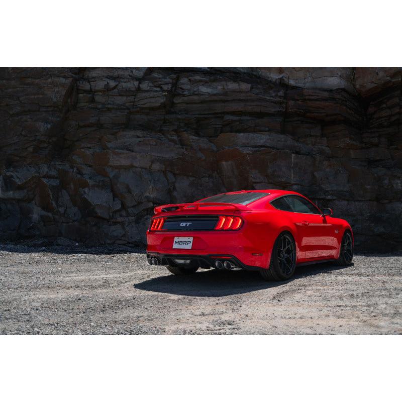 MBRP 18-22 Ford Mustang GT 5L T304 SS 3in Cat-Back Dual Rear w/4in Quad Carbon Fiber Tips (Street) - T1 Motorsports
