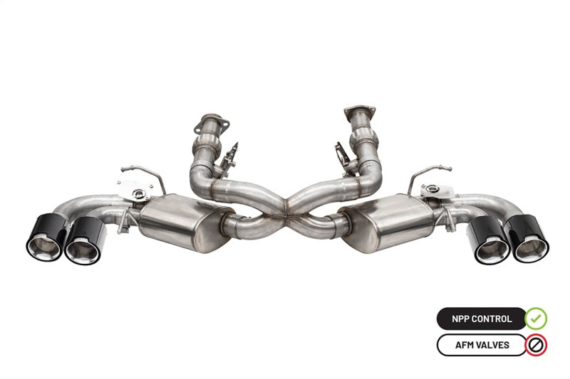 Corsa 3in Cat-Back Exhaust (valve Delete) w/4.5in Carbon Fiber Polsihed Tips - 2020-2024 Chevrolet Corvette C8