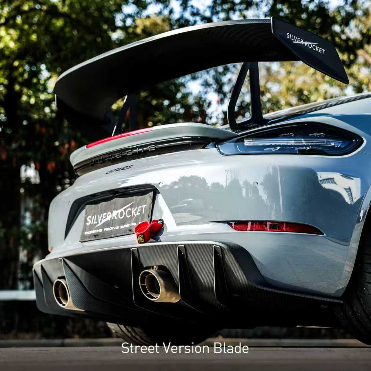 Silver Rocket SR Ultra Downforce Dry Carbon Fiber Rear Diffuser - 2022+ Porsche 718 Cayman GT4RS