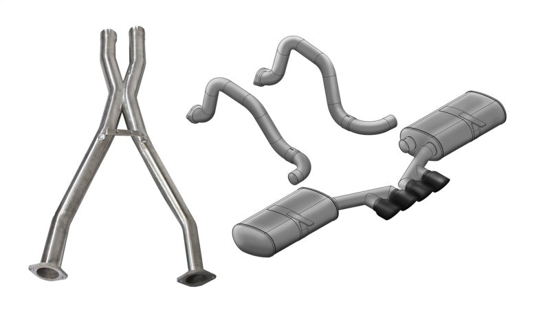 Corsa Sport Cat-Back Exhaust - Black Tigershark 3.5" Tips - 1997-2004 Chevrolet Corvette C5