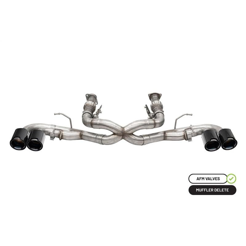 Corsa 3in Cat-Back Exhaust (w/o Factory NPP) w/4.5in Carbon Fiber Black Tip - 2020-2024 Chevrolet Corvette C8
