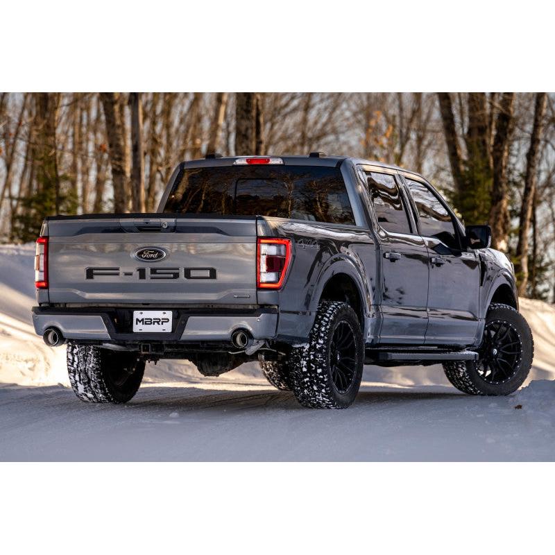 MBRP 22-23 Ford F150 T304 5in OD Carbon Fiber Tip Dual Rear Exit 3in Cat Back Exhaust