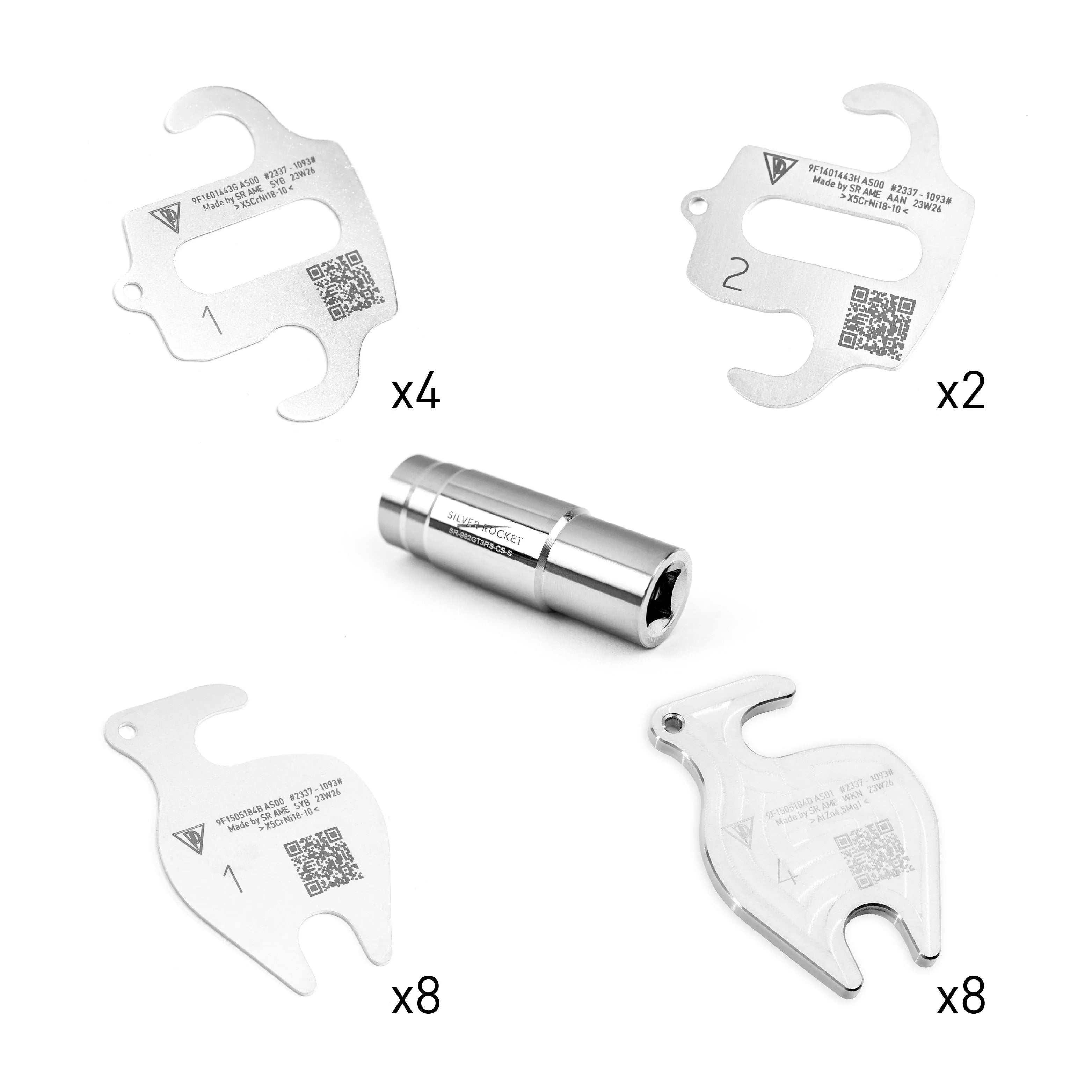 Silver Rocket SR Porsche Motorsport Spec LCA Camber Shims & Socket Pack - 2022+ Porsche 992 GT3RS